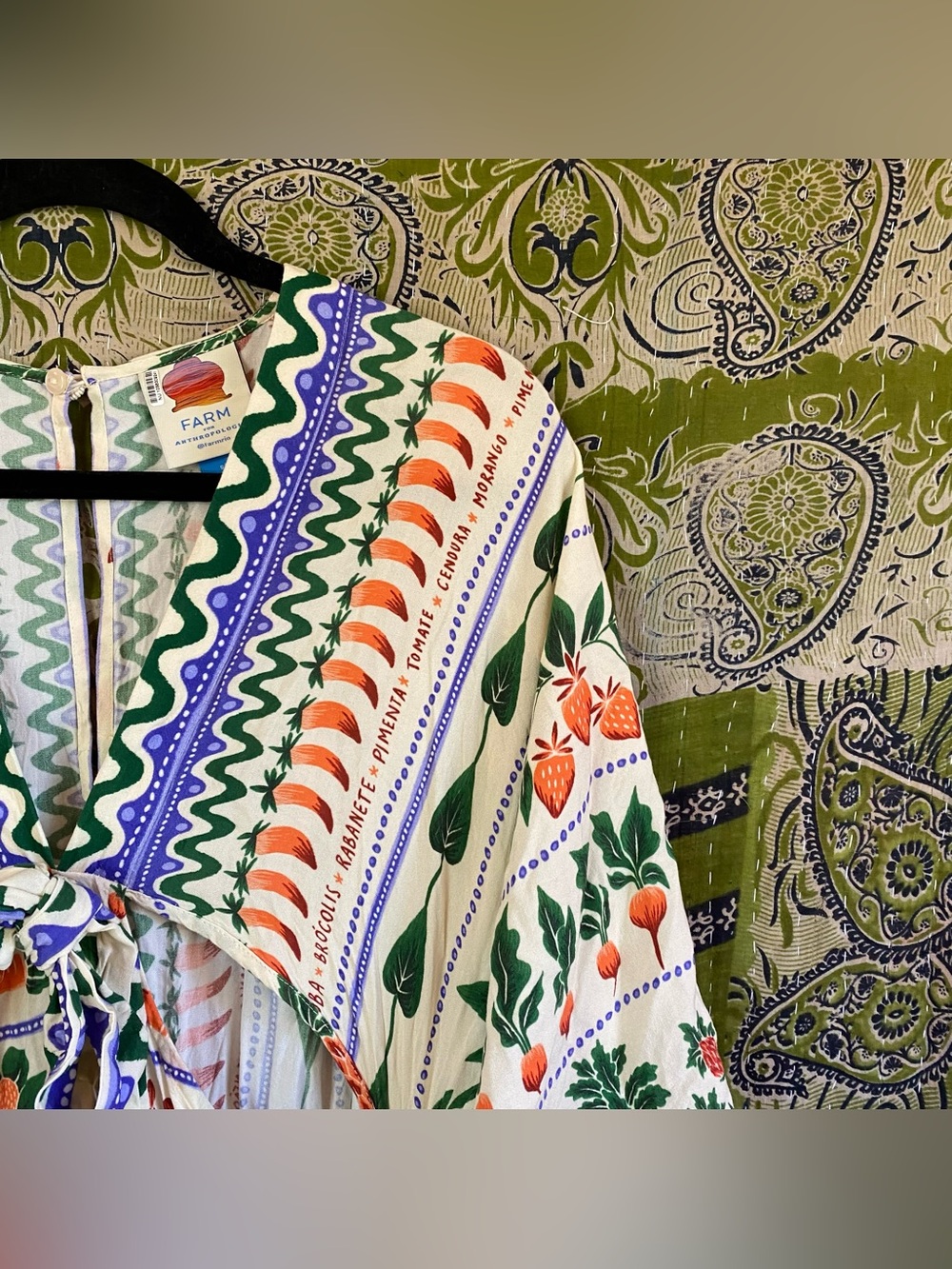 FARM Rio for Anthropologie Printed V-Neck Kaftan Maxi Cut-Out Dress Size Small - Picture 7 of 15